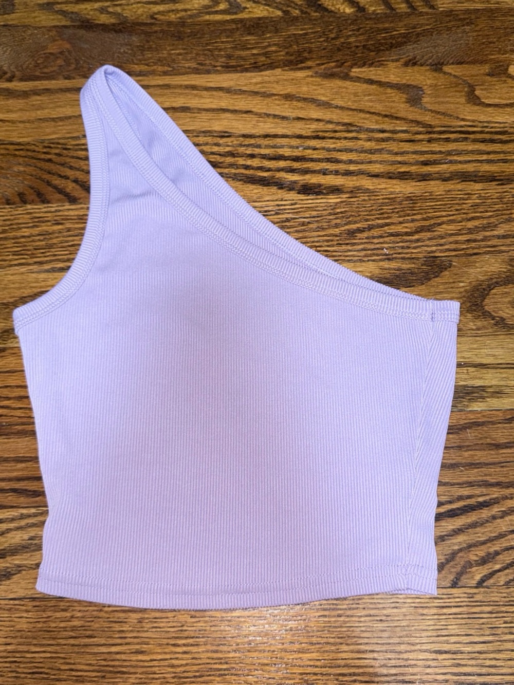 One-Shoulder Ribbed Crop Tank Top - Lavender